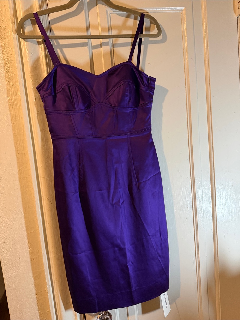 Escada Vibrant Purple Satin Spaghetti-Strap Mini Dress